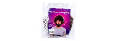 Peluca y bigote marrón