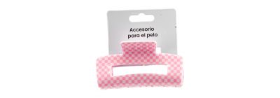 Prensa cabello cuadros rosado