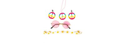 Accesorios disfraz hippie multicolor