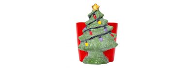 Maceta árbol navideño escarchado