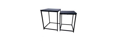 Mesa metálica cuadrada con diseño 2pzas negro