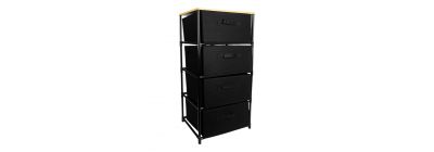 Organizador madera 4 cajones negro y beige