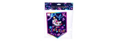 Letrero papel estampado happy birthday patines multicolor