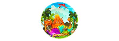 Plato estampado dinosaurio 7pulg multicolor