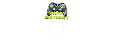 Topper papel estampado happy birthday gamer