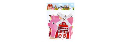 Letrero happy birthday estampado granja multicolor