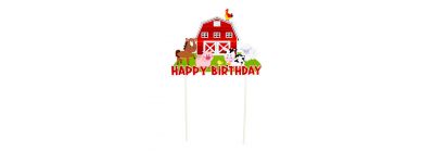 Topper decorativo estampado happy birthday granja multicolor