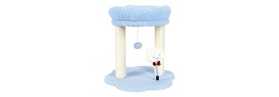 Rascador para mascota celeste y beige