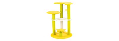 Rascador para mascota afelpado verde con amarillo