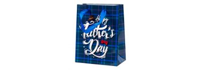 Bolsa papel estampado cuadros happy fathers day 18x23x19cm multicolor