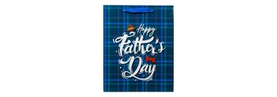 Bolsa papel estampado cuadros happy fathers day 26x32x12cm multicolor