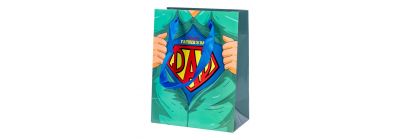 Bolsa papel estampado happy fathers day super dad 18x23x10cm multicolor