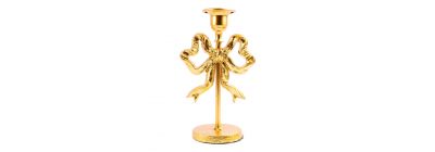 Candelabro metálico dorado lazo
