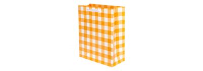Bolsa de regalo cuadros naranja blanco