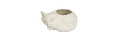 Maceta ceramica c/figura zorro blanco