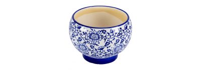 Maceta cerámica floral azul