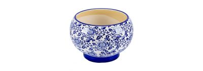 Maceta cerámica floral azul