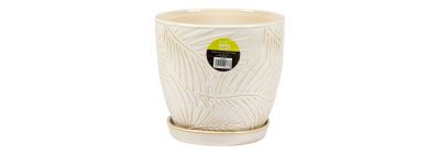 Maceta cerámica beige hoja