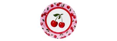 Plato carton estampado cerezas 8und 9pulg