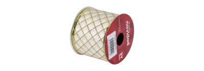 Cinta rombos blanco dorado