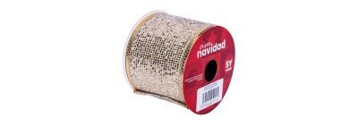 Cinta dorada y blanca con cuadros