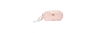 Cosmetiquera rosada con relieve
