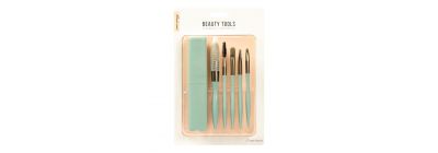 Brocha plastica para maquillaje lisa 6pzas turquesa
