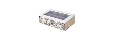 Caja madera flores para té