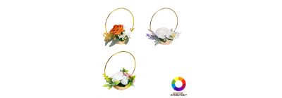 Adorno madera flores artificiales