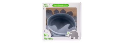 Plato silicón dinosaurio gris