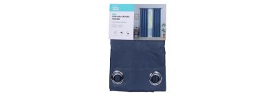 Cortina azul Oxford estampada