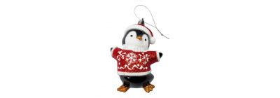 Figura pingüino escarchado multicolor