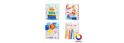 Bolsa papel Happy Birthday brillante