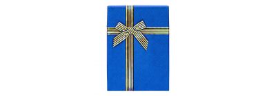Caja cartón rayas azul dorado
