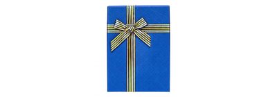 Caja cartón rayas azul dorado