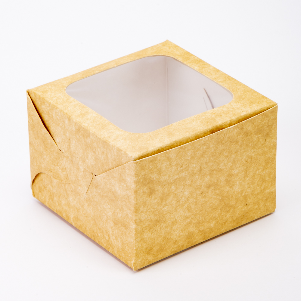 Caja kraft cupcake 1 ventana 10x7cm