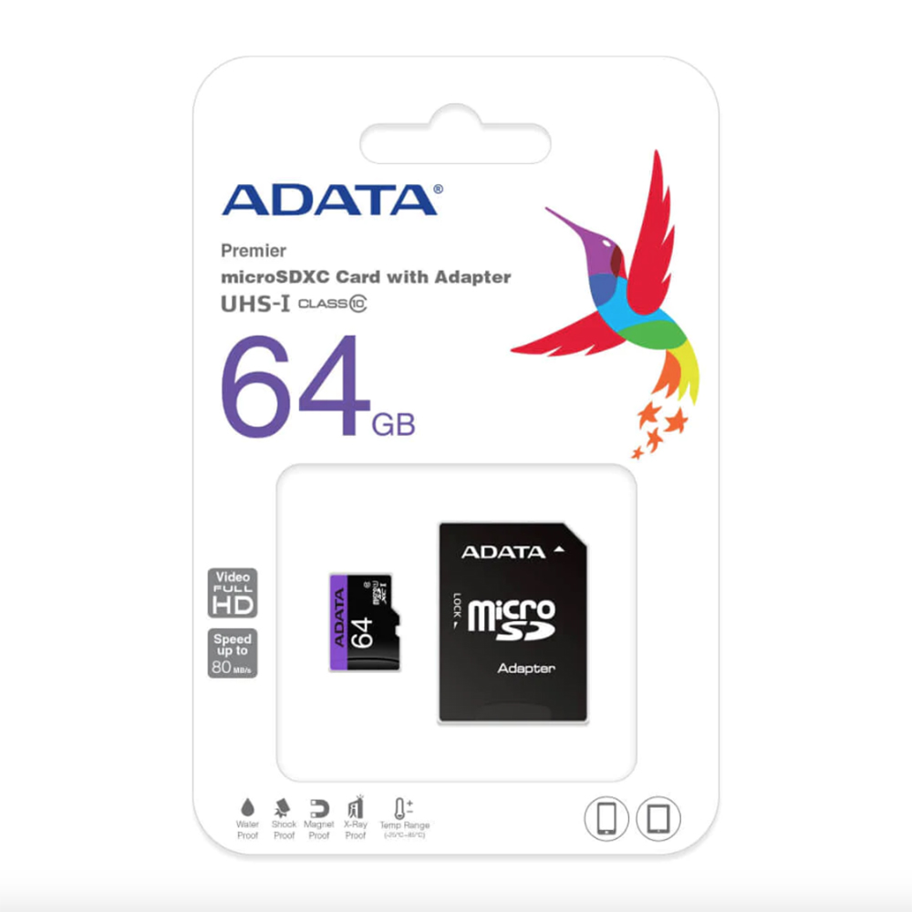 Memoria micro SD 64gb clase 10 adata ausdx64guicl10-ra1