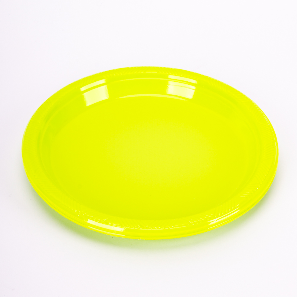 Plato plástico 7pulg 8und verde limón