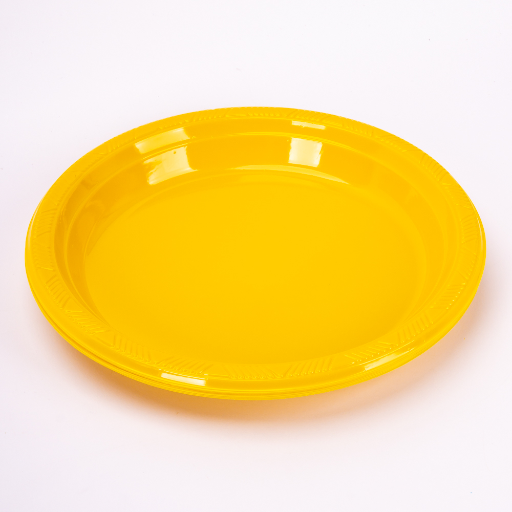 Plato plástico 9pulg 8und amarillo