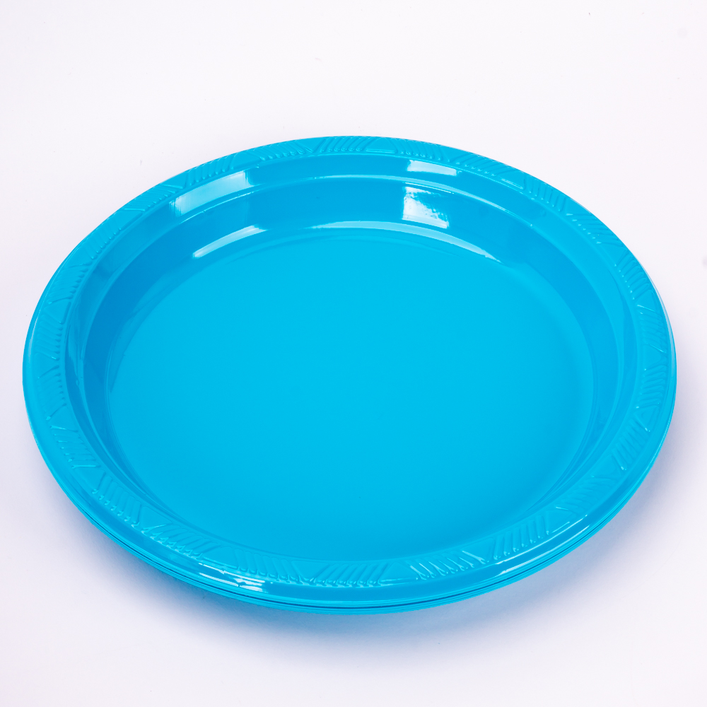 Plato plástico redondo Jappy 9pulg 8und turquesa