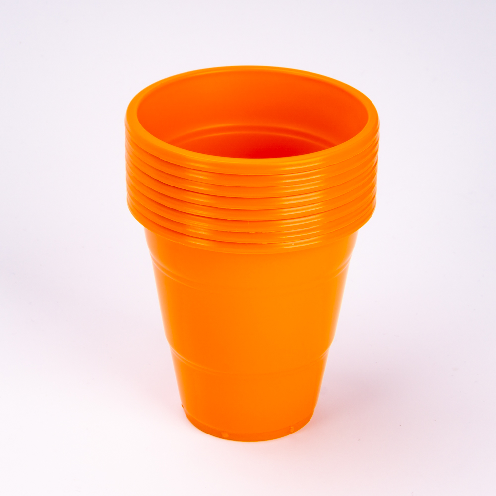 Vaso plástico 12oz 8und naranja