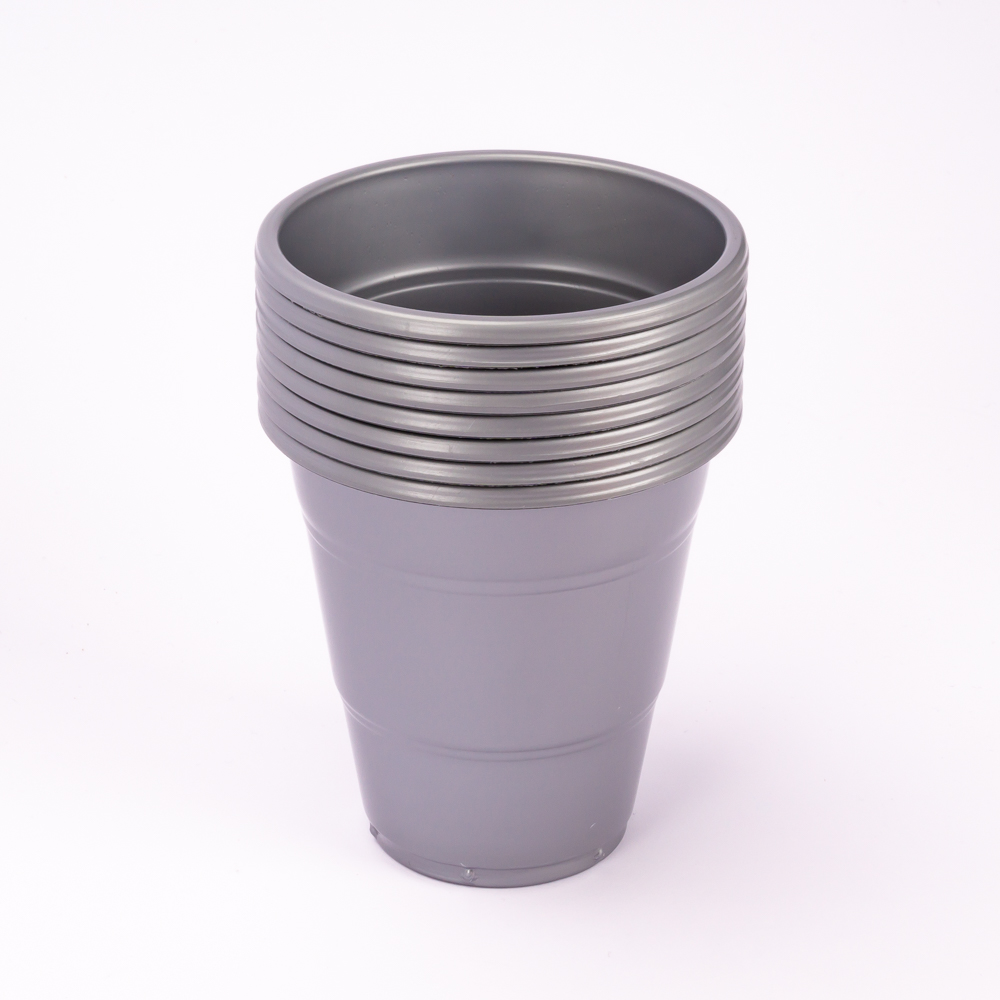 Vaso plástico 12oz 8und plateado