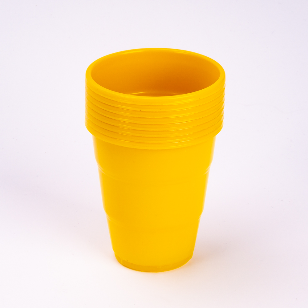 Vaso plástico liso 7oz 8und amarillo