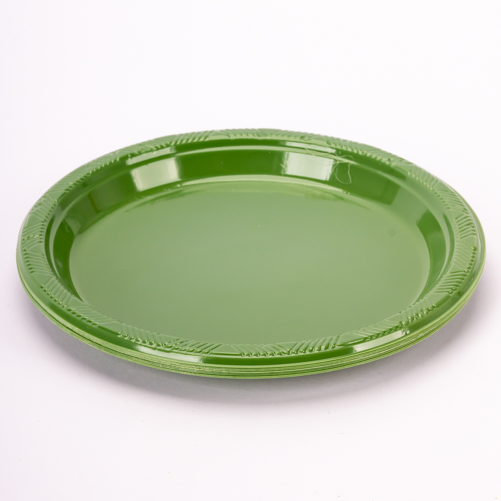Plato plástico redondo 7pulg 8und verde cactus