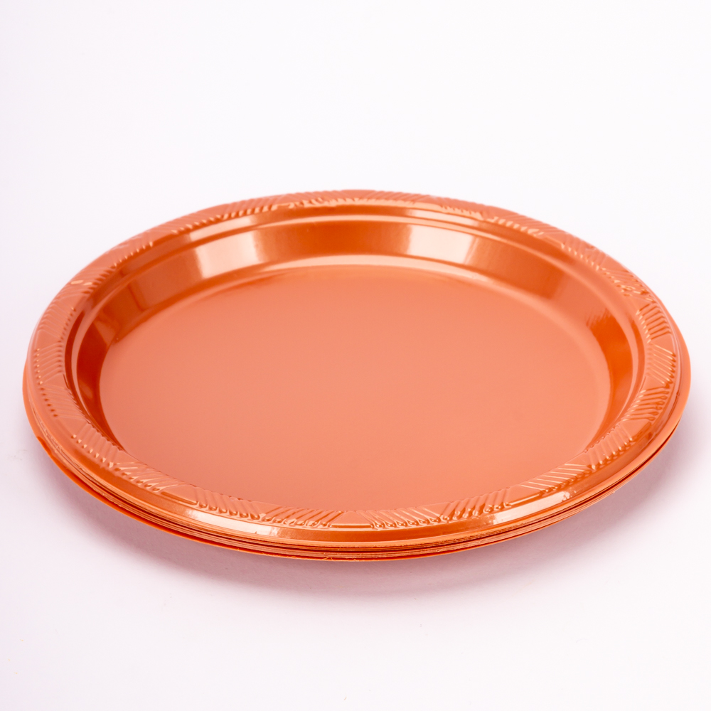 Plato plástico redondo 7pulg 8und oro rosa
