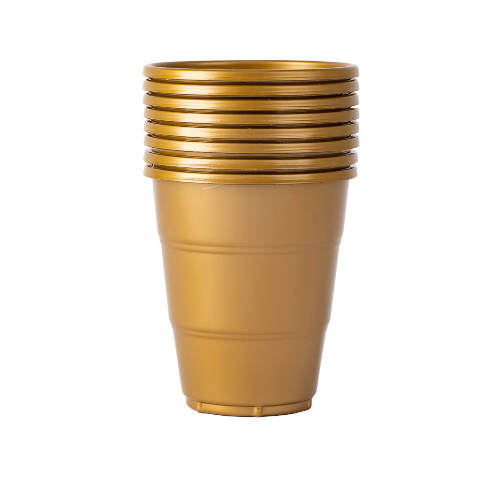 Vaso plástico 7oz 8und dorado
