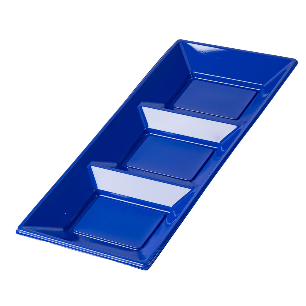 Bandeja plástica rectangular 3 divisiones 3und morado