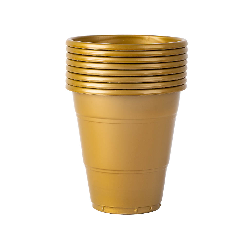Vaso plástico 12oz 8und dorado