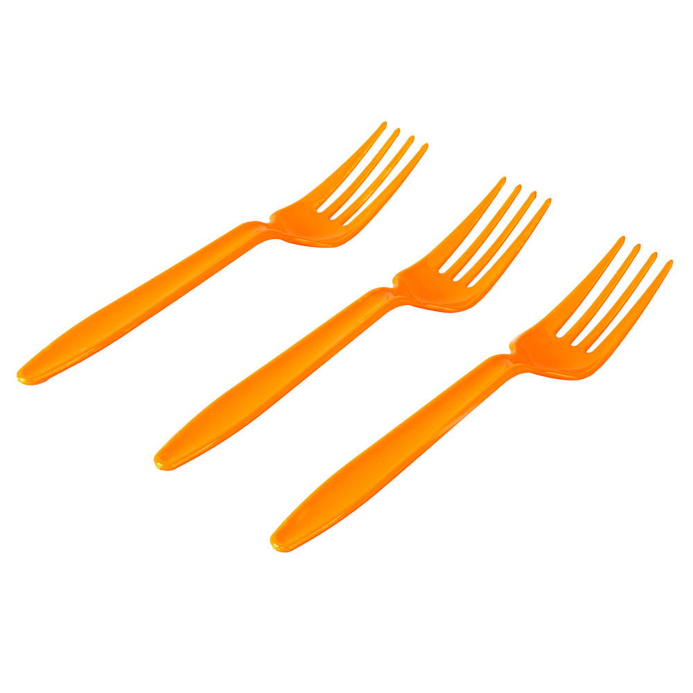 Tenedor plástico 8und anaranjado