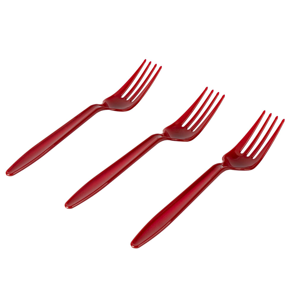 Tenedor plástico liso 8und cramberry